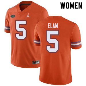 Women's Florida Gators #5 Kaiir Elam NCAA Jordan Brand Orange Authentic Stitched College Football Jersey GAZ8162SZ